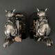Pair of Hippolyte Moreau Art Deco spelter cat bookends