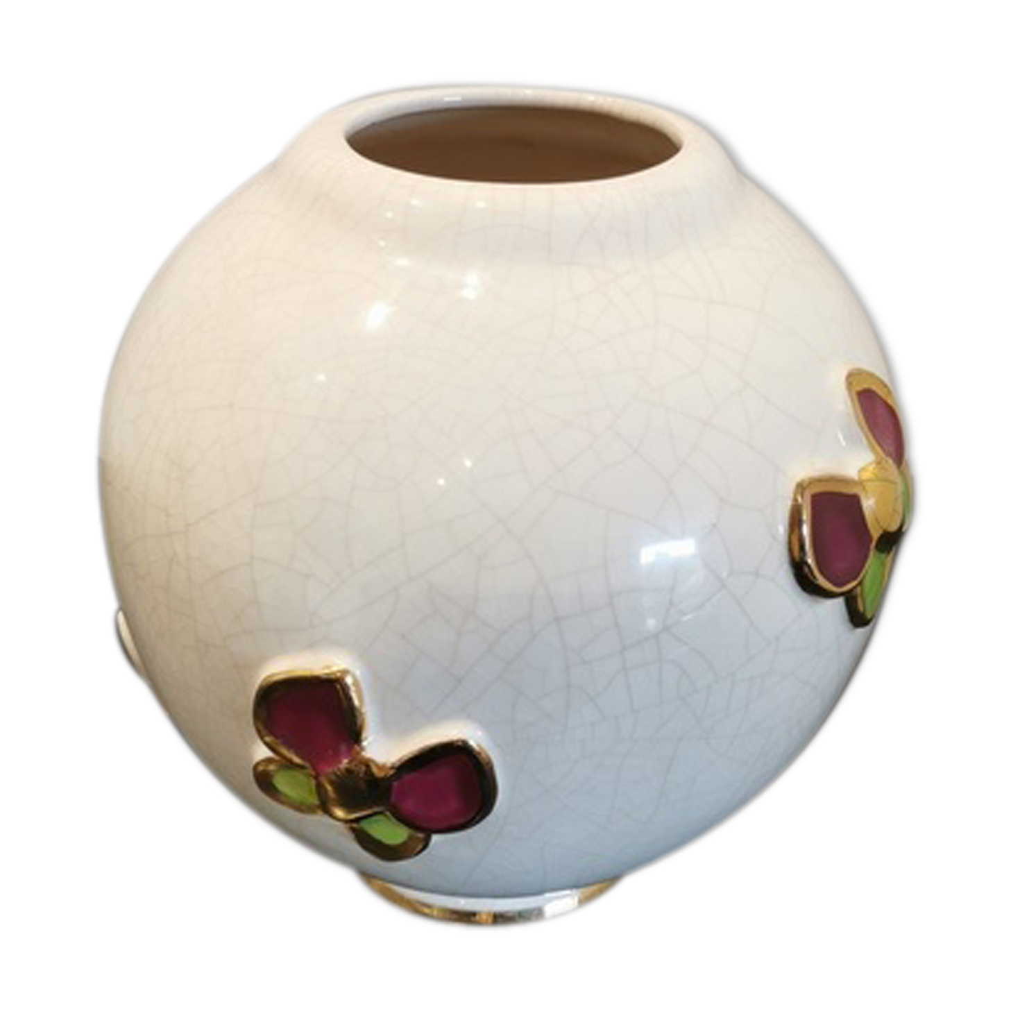 Longwy "papillons" ball vase