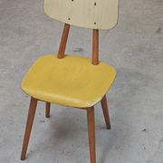 Yellow wooden chair TON Bystrice (Thonet) 1970