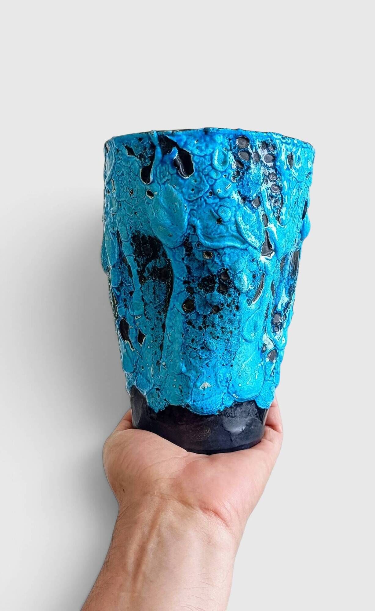 Charles Cart The Cyclops Blue Ceramic Vase, France, 1960s