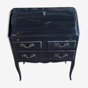 Louis XV style scriaban lacquered black and beige inside