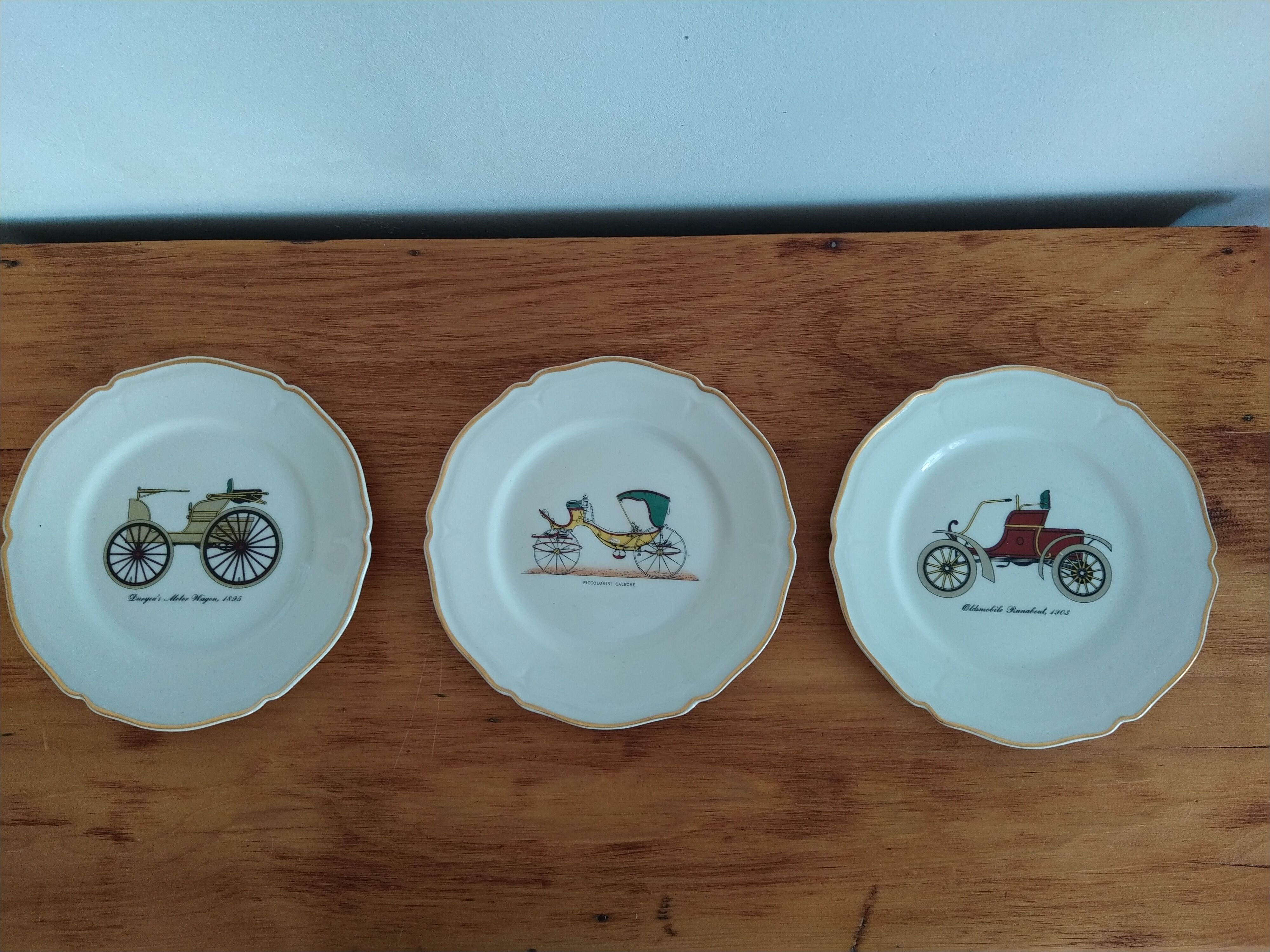 Lot 3 plates tacot vintage car porcelain