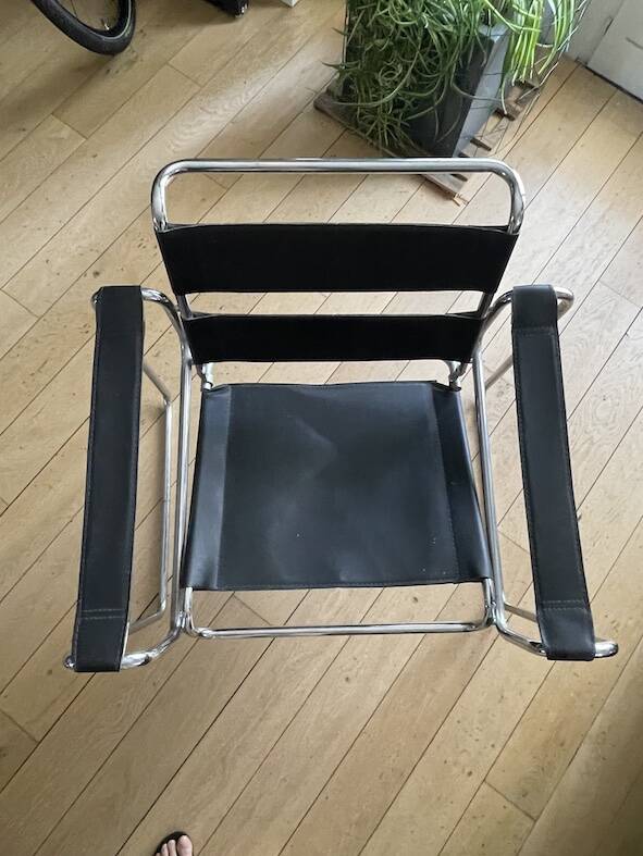 Lot de 2 Fauteuils cuir noir inspiration Wassily