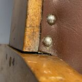 Wooden and leather chairs