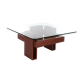 Table basse en teck avec plateau en verre, 1970