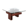 French Brutalist Design coffee table of teak with glass top, 1970
