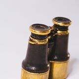 Pair of 1900 theater binoculars brass and restored leather