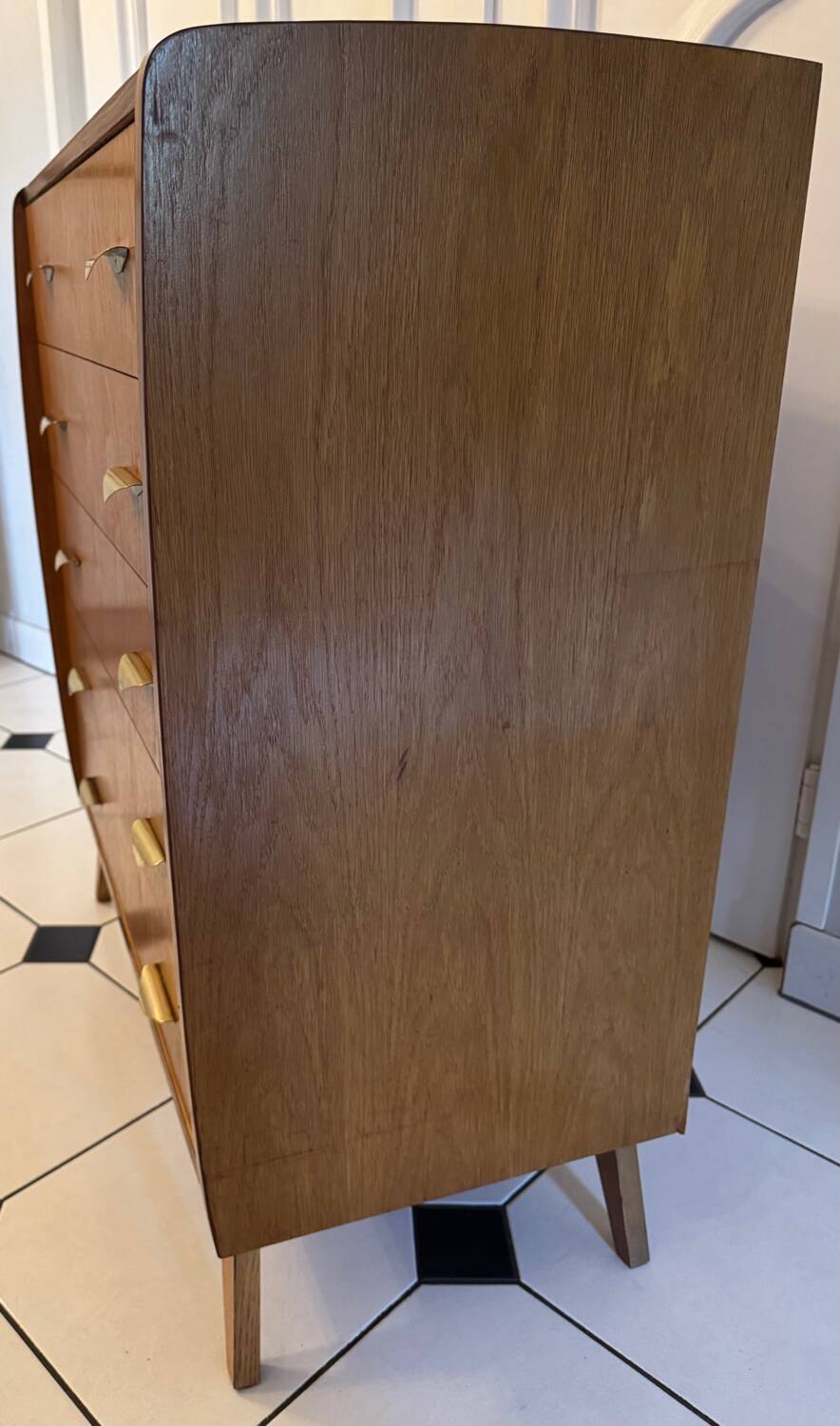 Vintage chest of drawers with compass feet