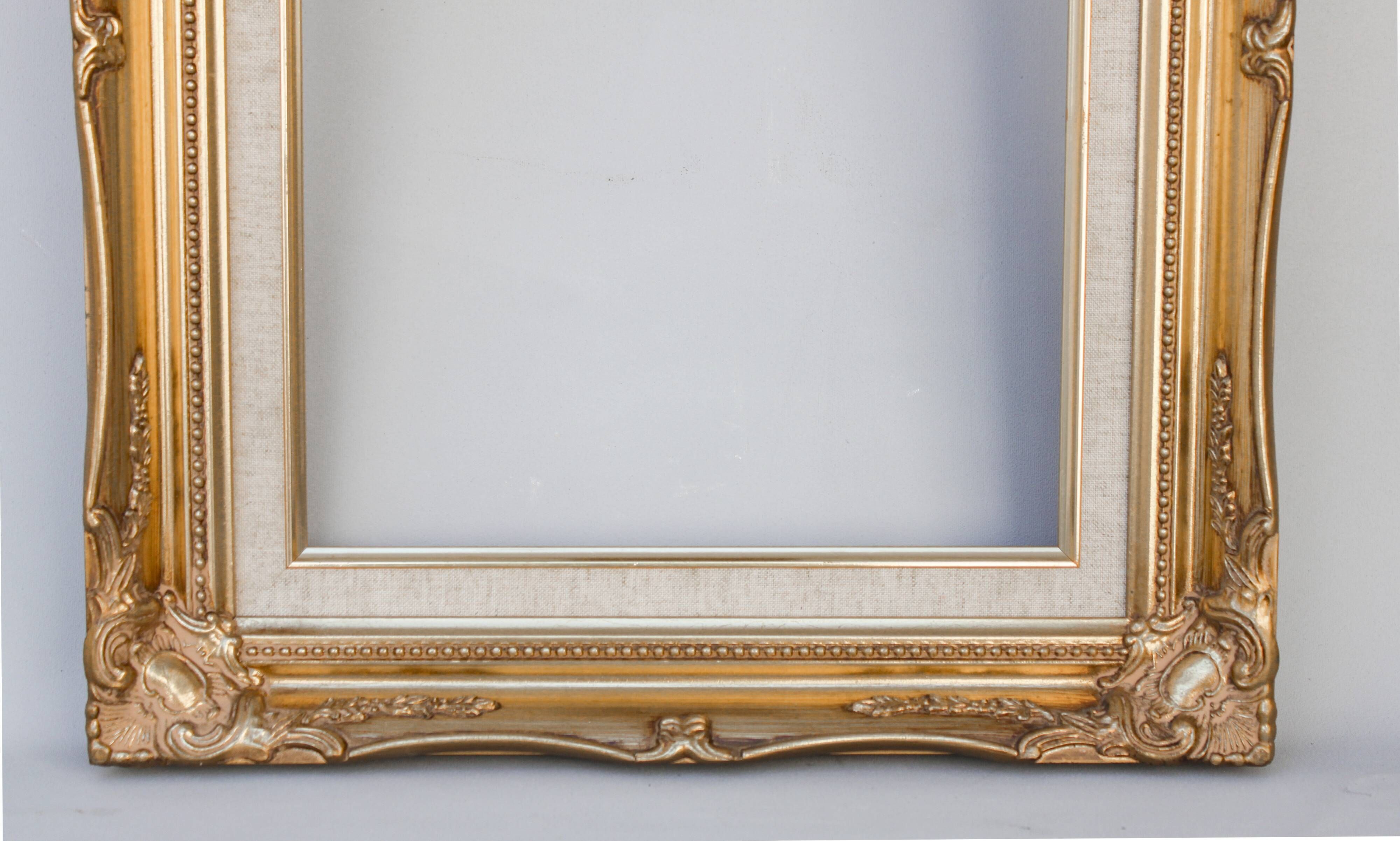 Oil painting of the Mediterranean coast with a high-quality Baroque frame.