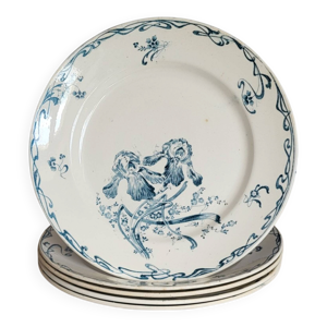5 assiettes faïence - creil montereau