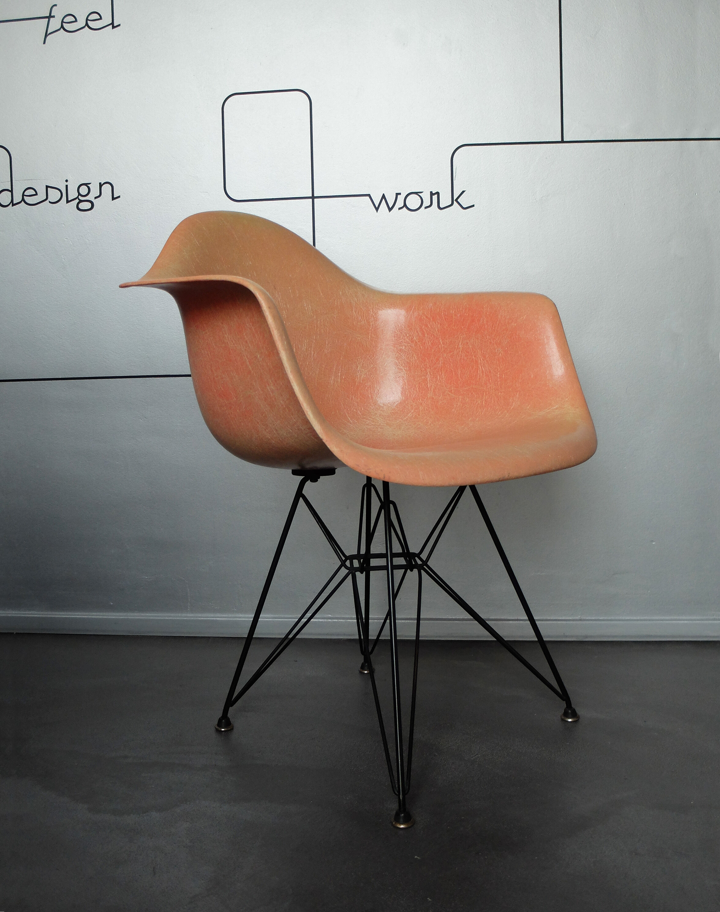 Fauteuil DAR par Charles & Ray Eames pour Zenith Plastics, red ou salmon, 1950