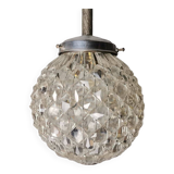 Portuguese Mid Century clear crystal acrylic tall hanging lamp for high ceilings, 1960s