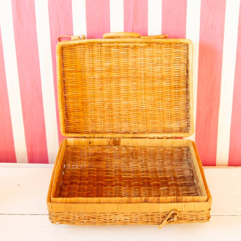 rectangular wicker suitcase