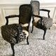 Restored Louis XV-style leopard convertible chairs