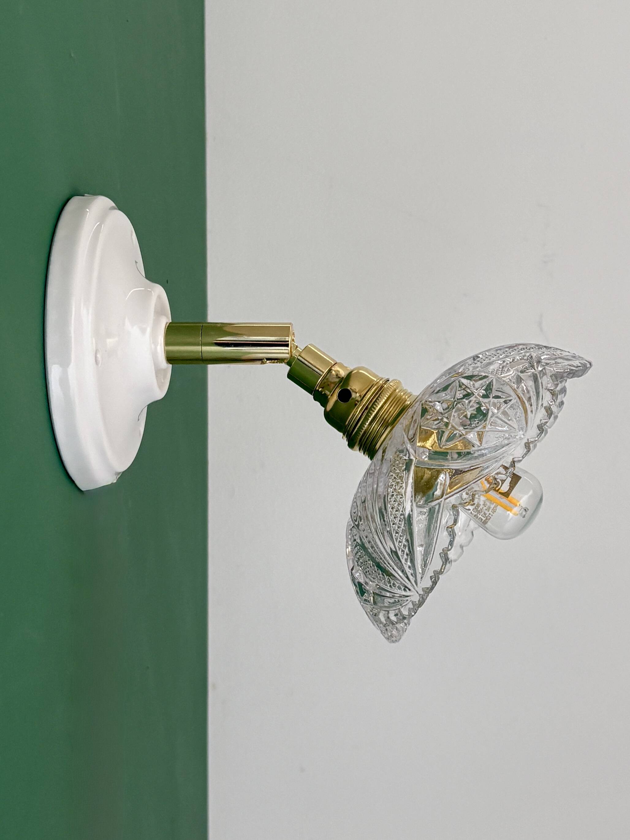 Vintage glass cut lampshade - tableware collection -