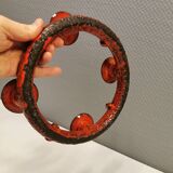 Candle holder in red ceramic, Danish from the 70s, perfect as an Advent candle holder for Christmas