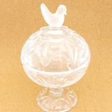 Crystal bird candy or sugar bowl