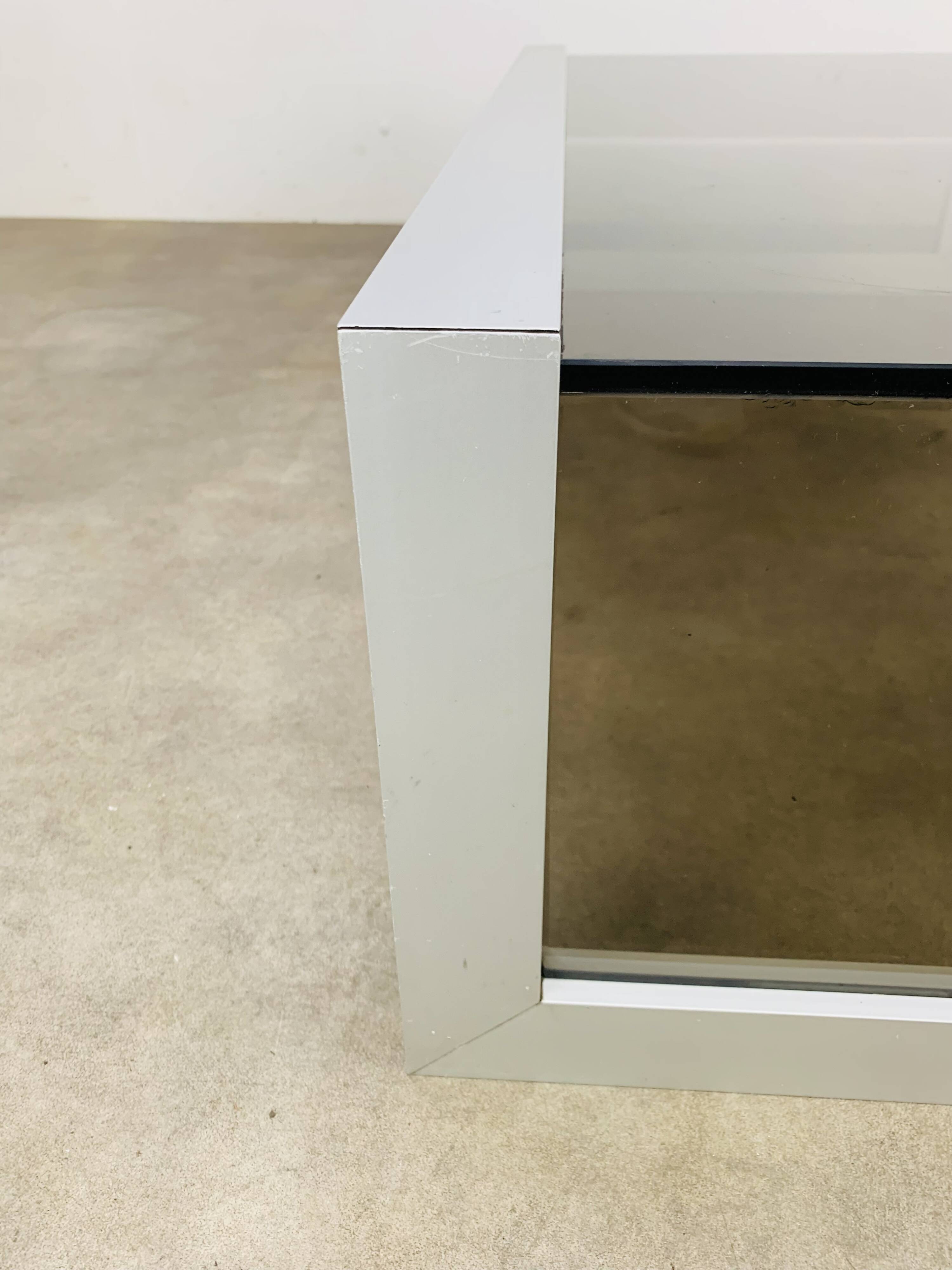 Aluminum and smoked glass coffee table, 1970s
