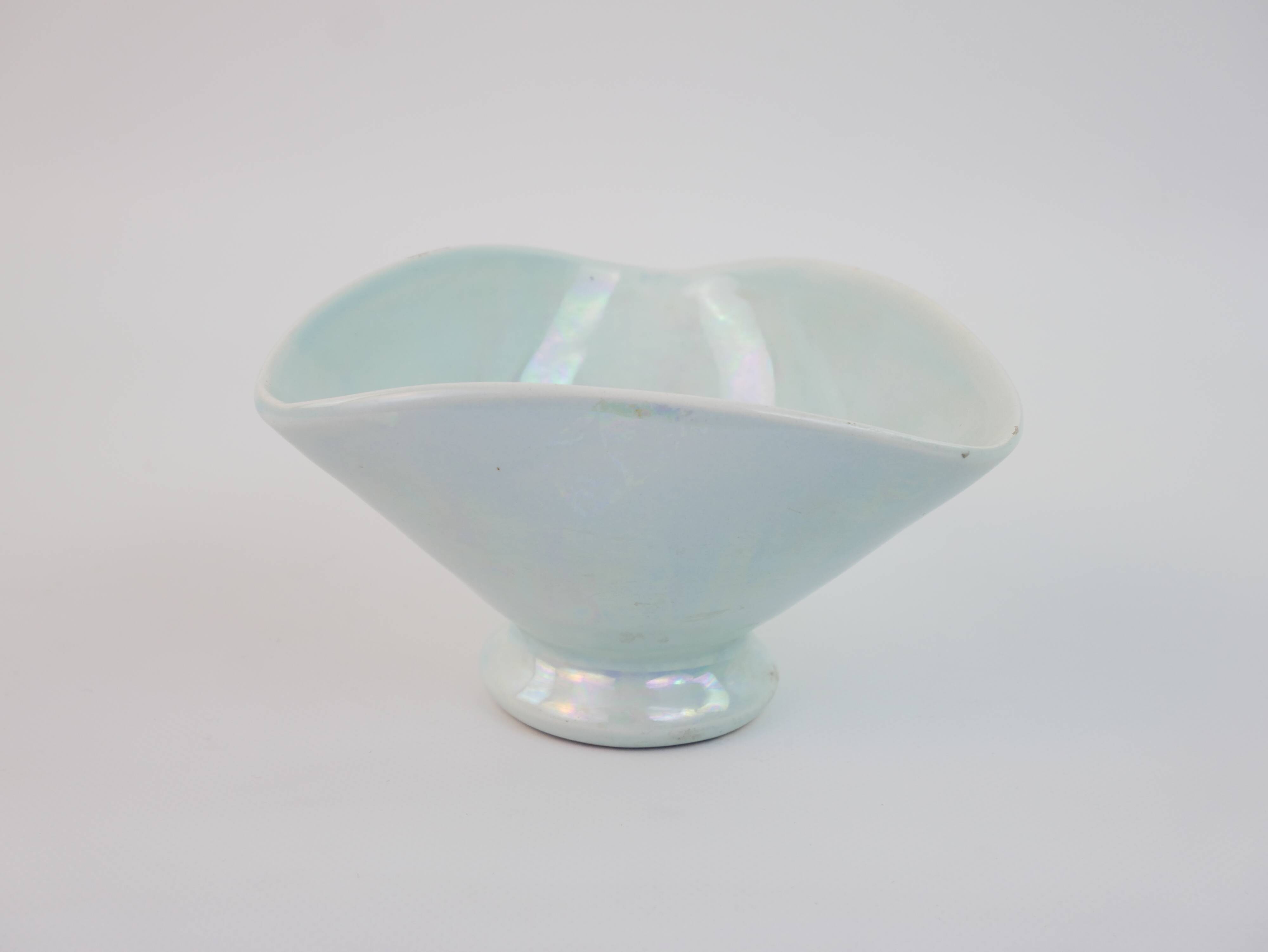 Small bowl or empty pocket in iridescent sky blue ceramic Vallauris circa 1950