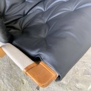 Pernilla armchair new black leather by Bruno Mathsson, Dux, Sweden 1970