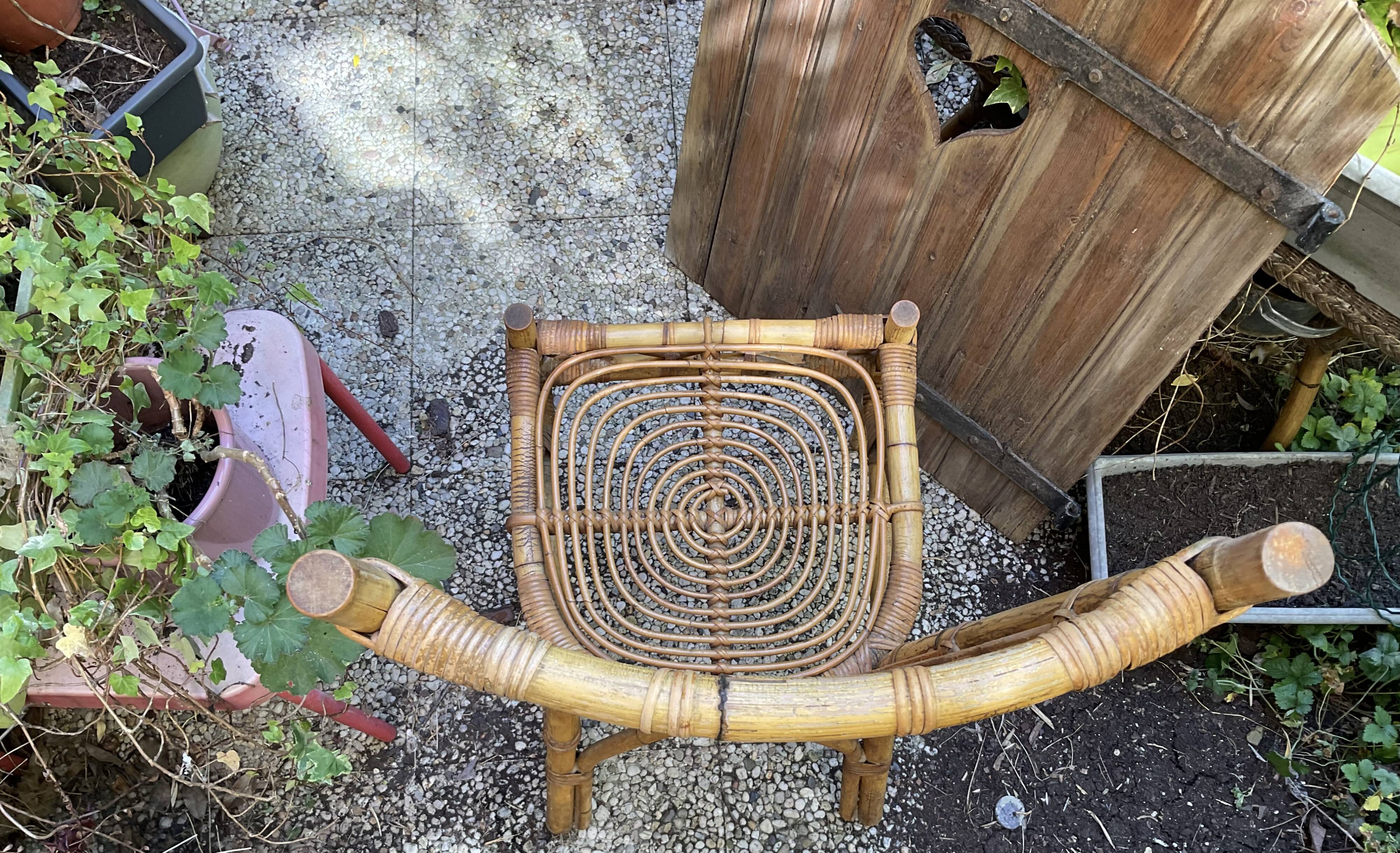Louis sognot chaise osier rotin vintage