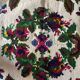 White vintage floral rug made by hand in Romania, beautiful flowers