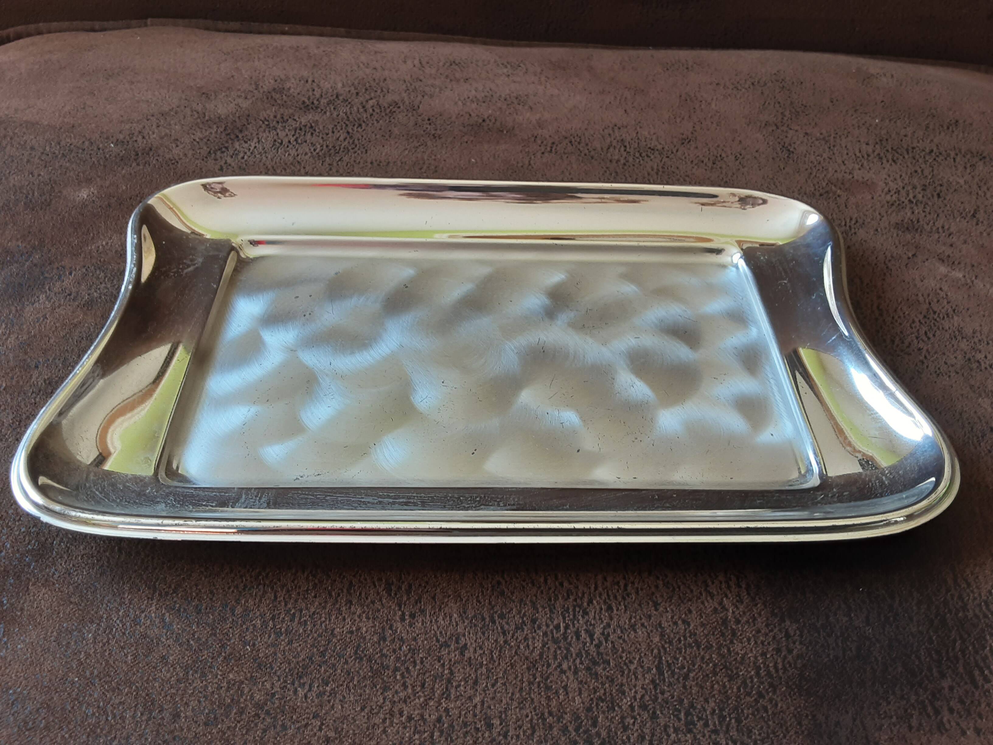 Silver metal butter dish