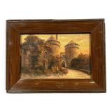 Oil painting on panel dated 1910 depicting the Château fort de Lassay