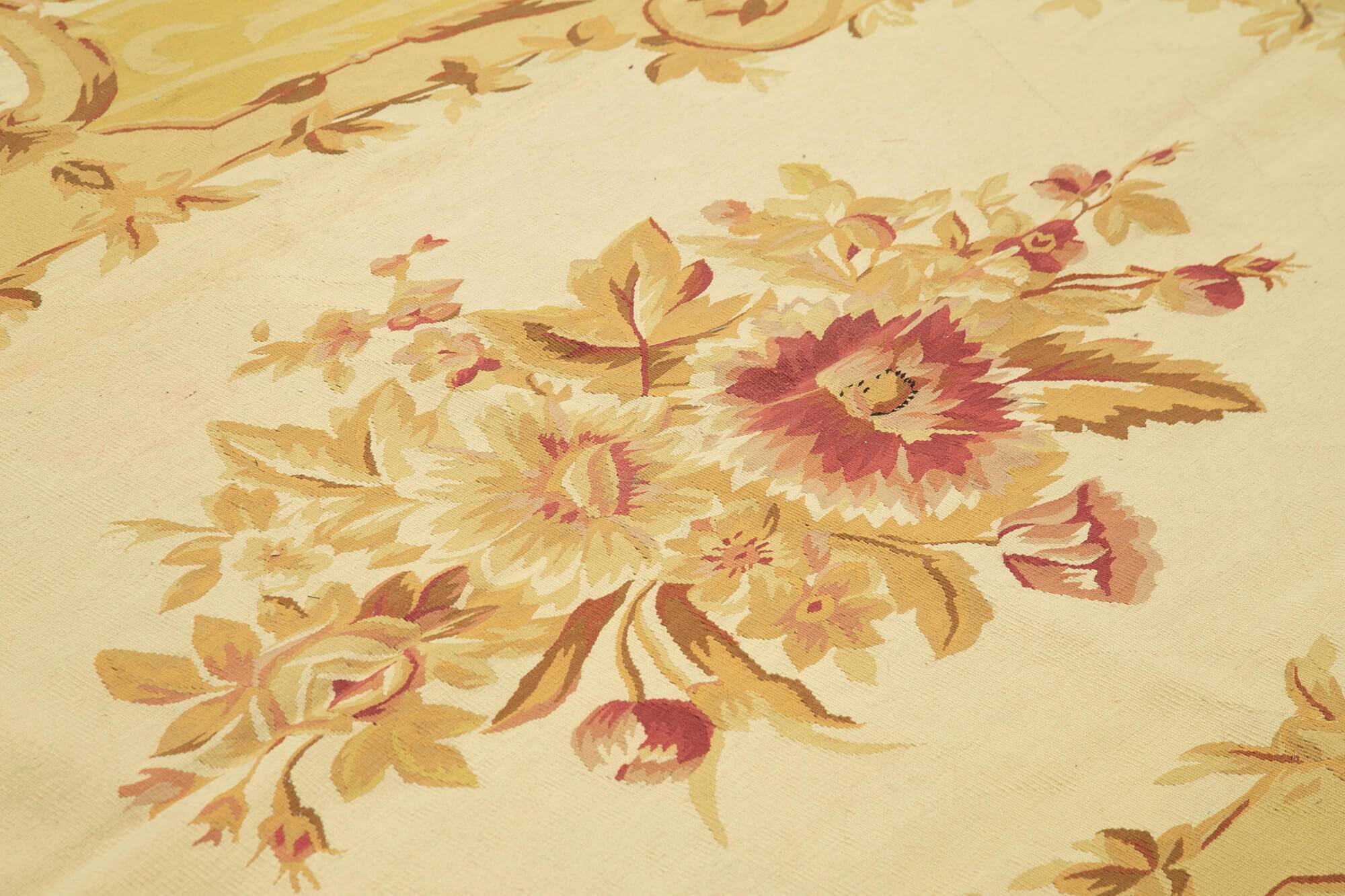 Handmade European Vintage Aubusson Kilim 264 cm x 363 cm