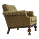 1960s, Danish armchair, furniture velour, carved oak wood.
