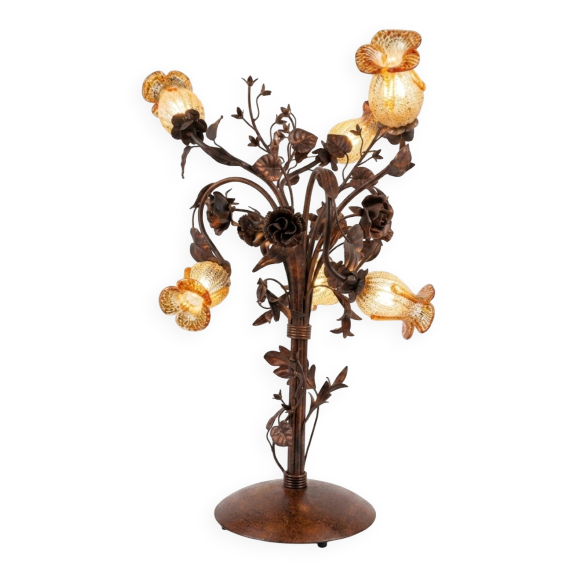 Lampe à poser en fer forgé massif brutaliste