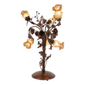 Brutalist solid wrought iron table lamp, 65cm H