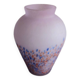 Vase parme en pâte de verre moucheté