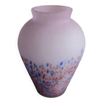 Vase parme en pâte de verre moucheté