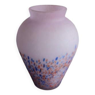 Purple vase in speckled glass paste