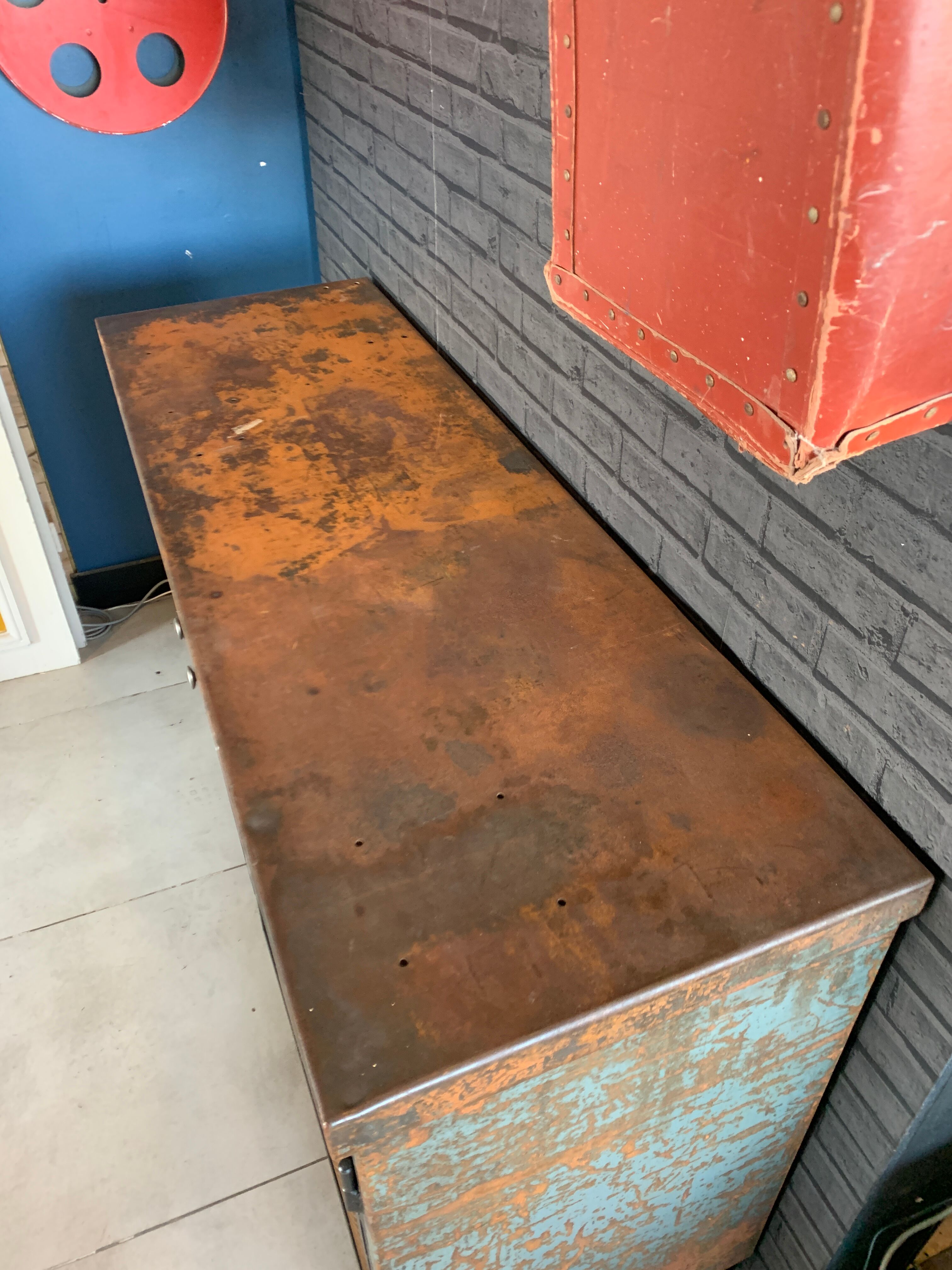 Old steel workshop cabinet