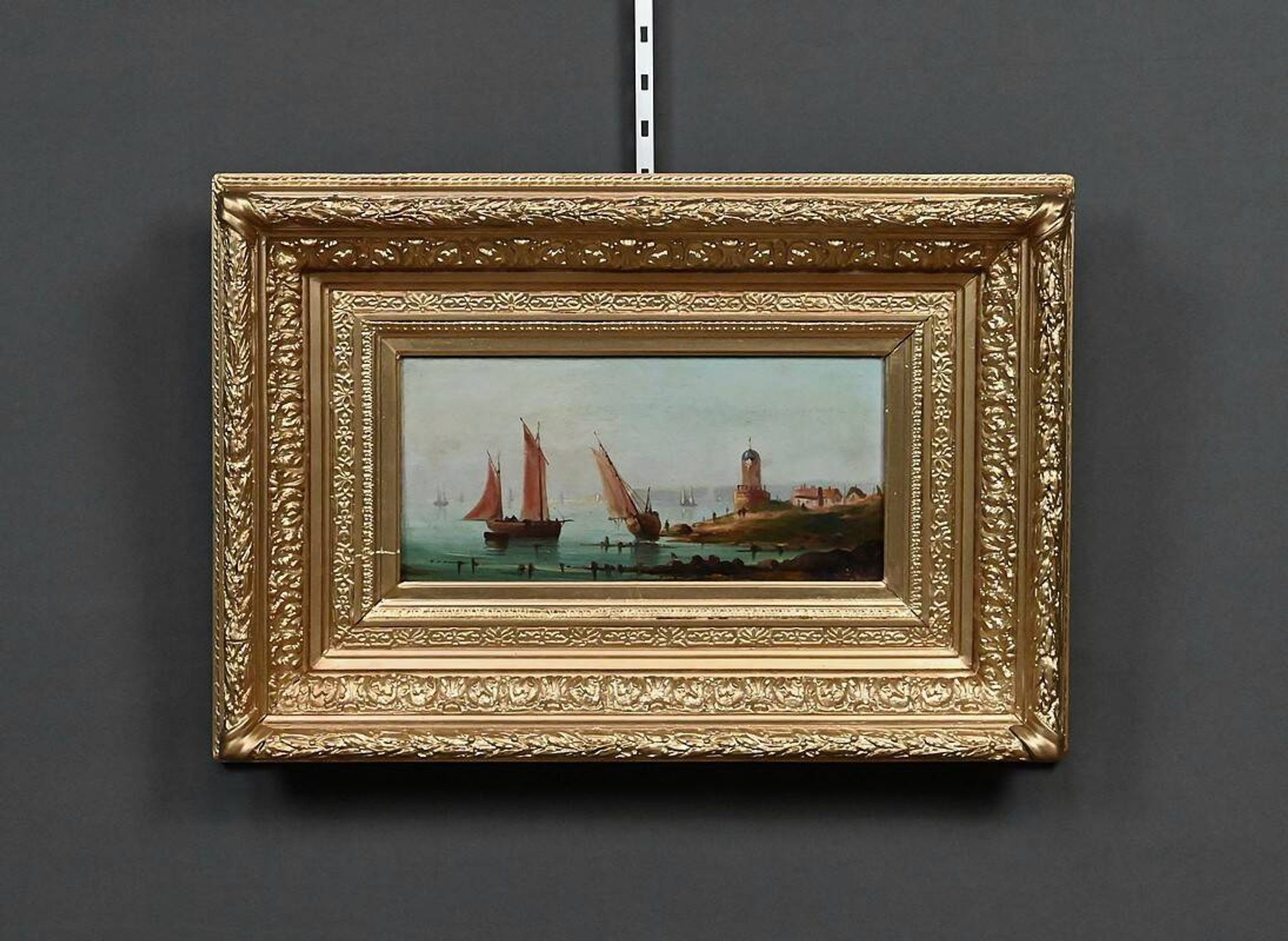 Tableau "Sailboats on the Mediterranean", oil on panel, French school of the 19th century.