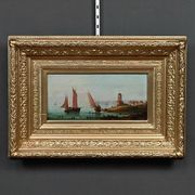 Tableau "Sailboats on the Mediterranean", oil on panel, French school of the 19th century.