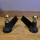 Pair of Napoleon III andirons from the 19th century in cast iron and brass