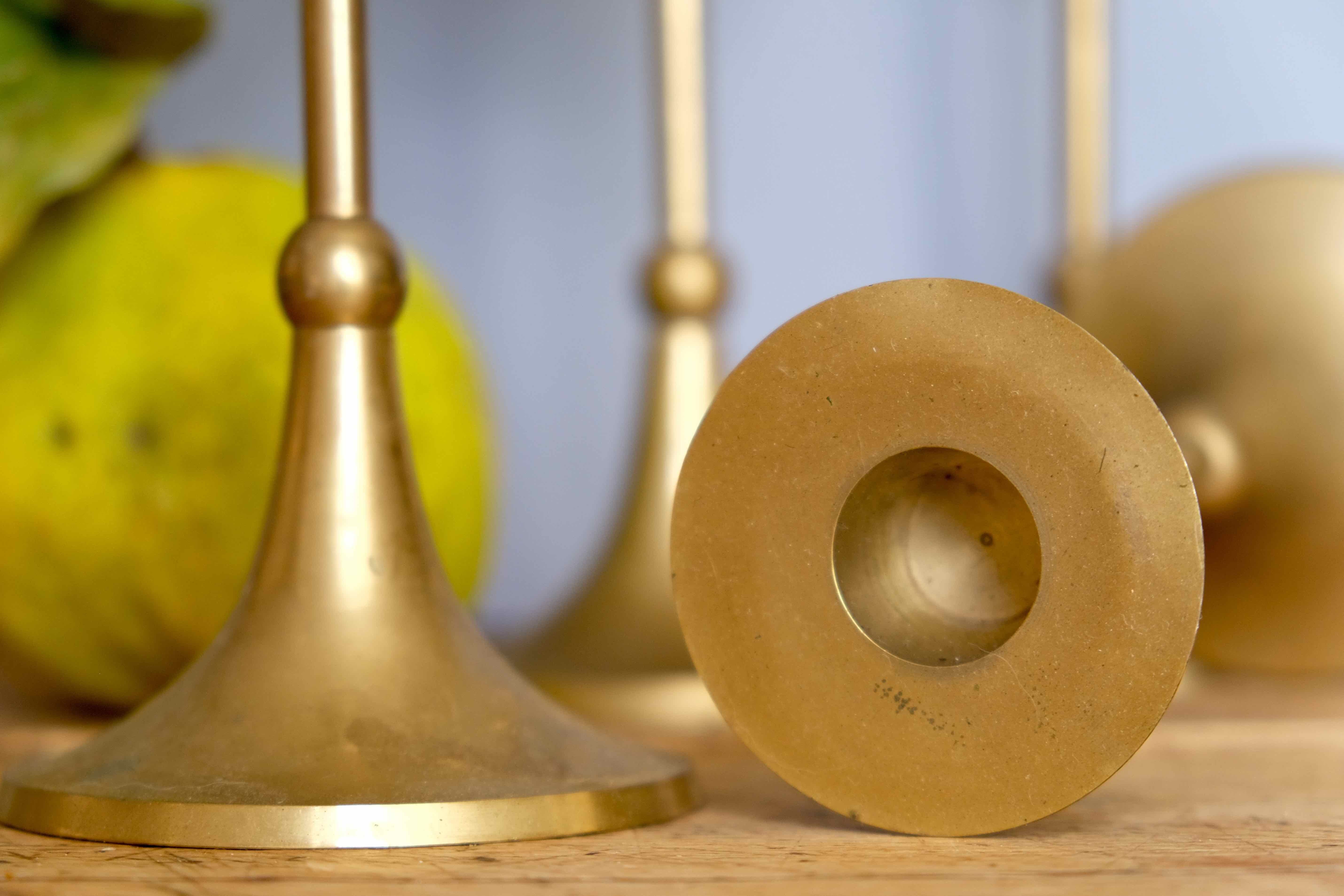 Set of 4 massive brass candlestick vintage