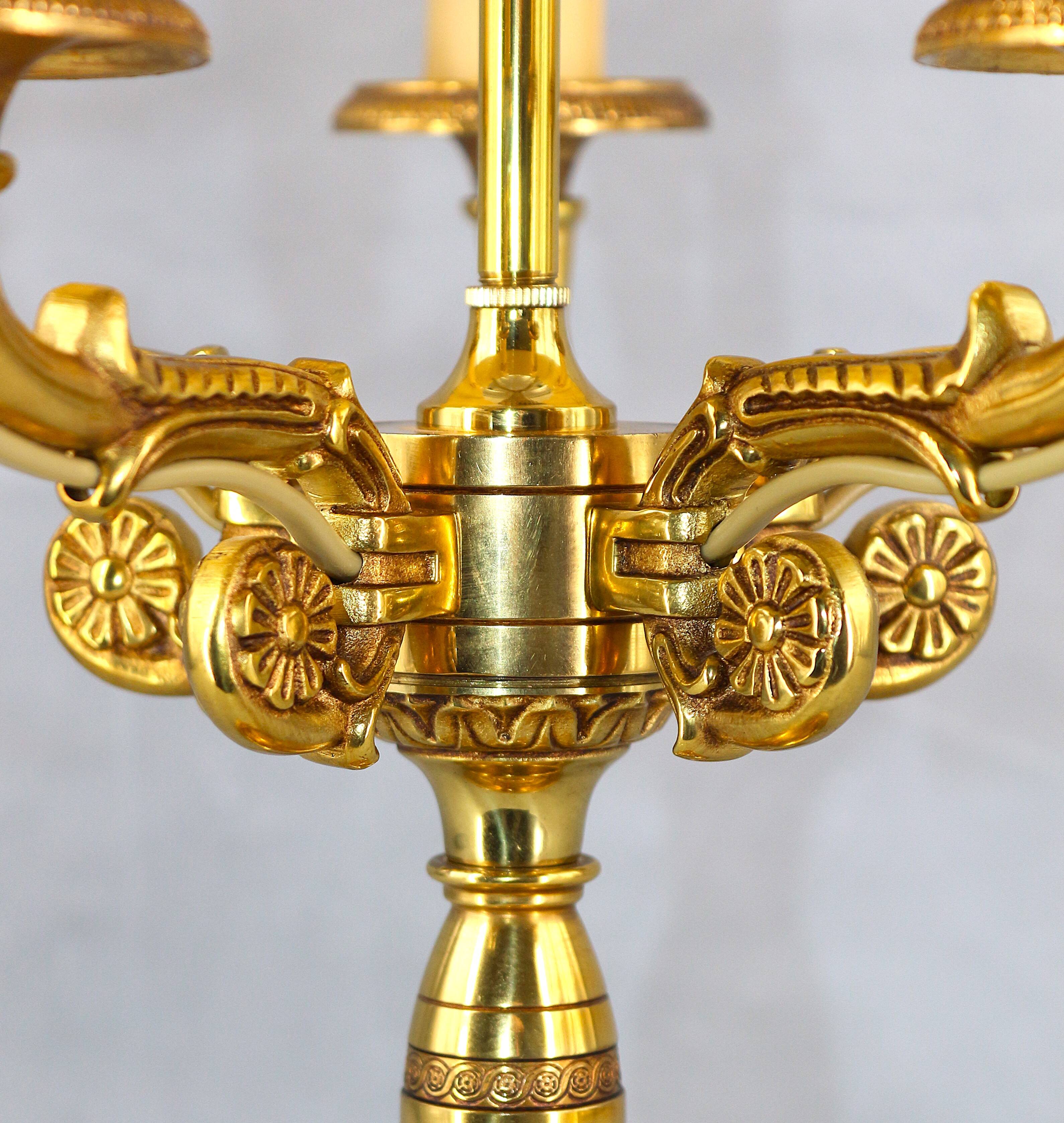 Bronze Bouillotte Lamp in Solid Empire Style Five Lights * Lucien Ga