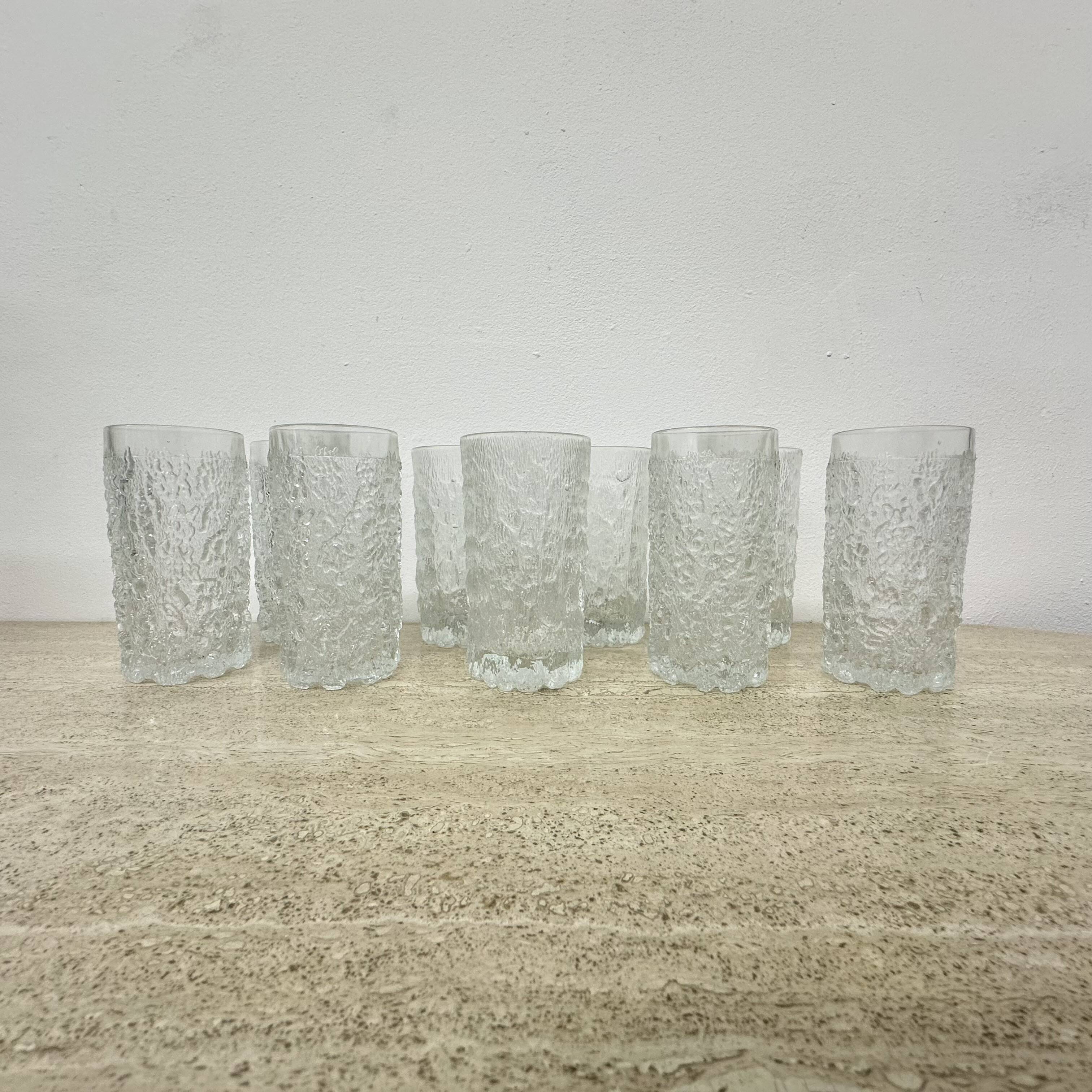 Set of 9 bark glass drink glasses by Goebel charlottenhutte, 1970s, Germany