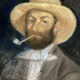 French school around 1900 the man in pastel hat on a black background
