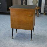 Folding occasional desk, steel, brass and oak, 1960s