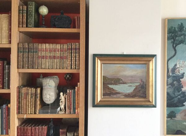 Huile sur carton ''Bord de mer'', École anglaise fin 19ème s.