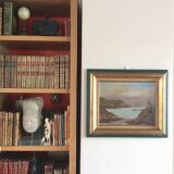 Huile sur carton "Bord de mer", École anglaise fin 19ème s.