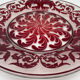 Red cut crystal plate dragon floral pattern
