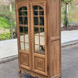 Renovated Parisian Art Deco display case in solid raw oak 112cm