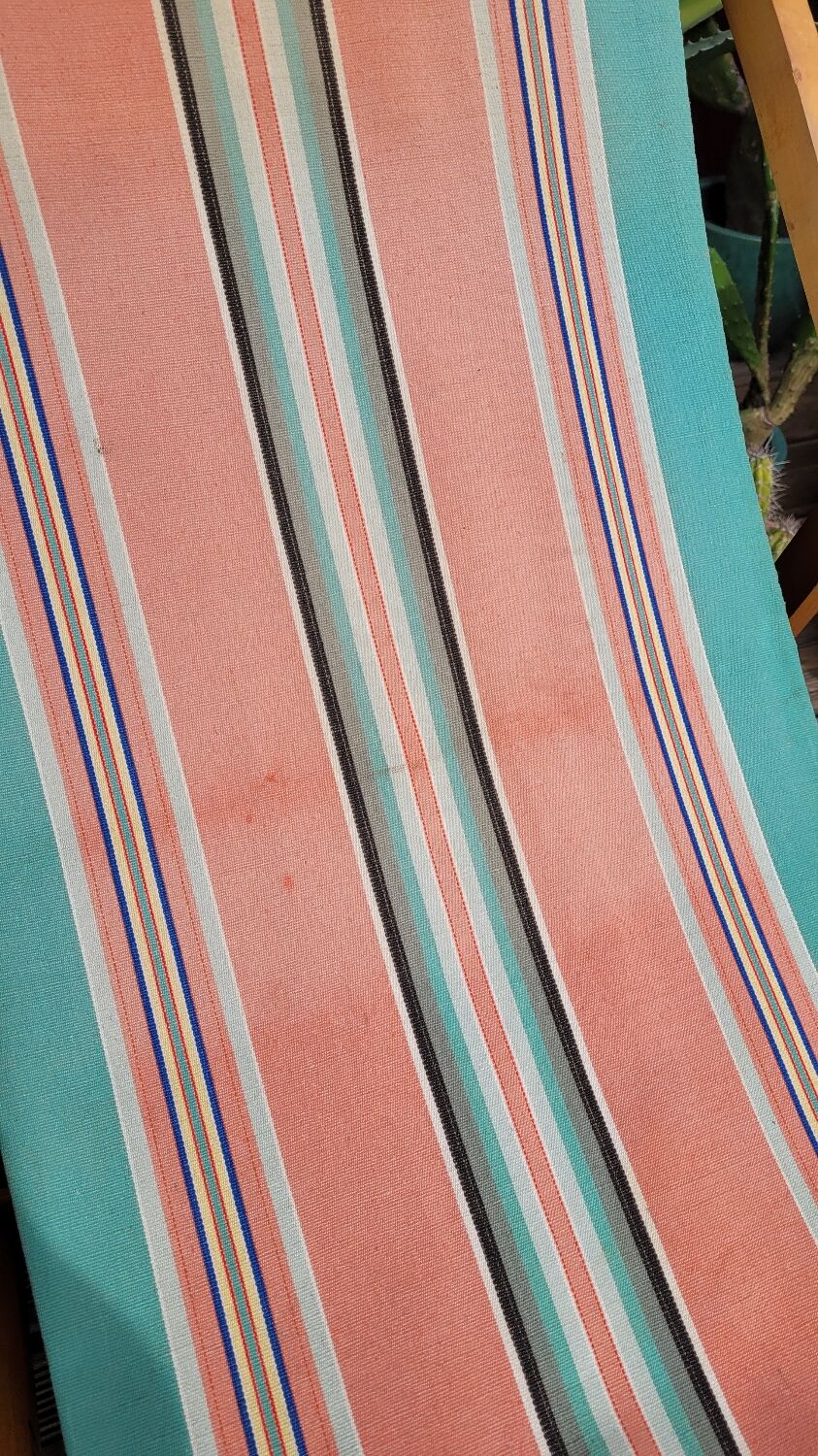 Vintage bayadère canvas chaise longue