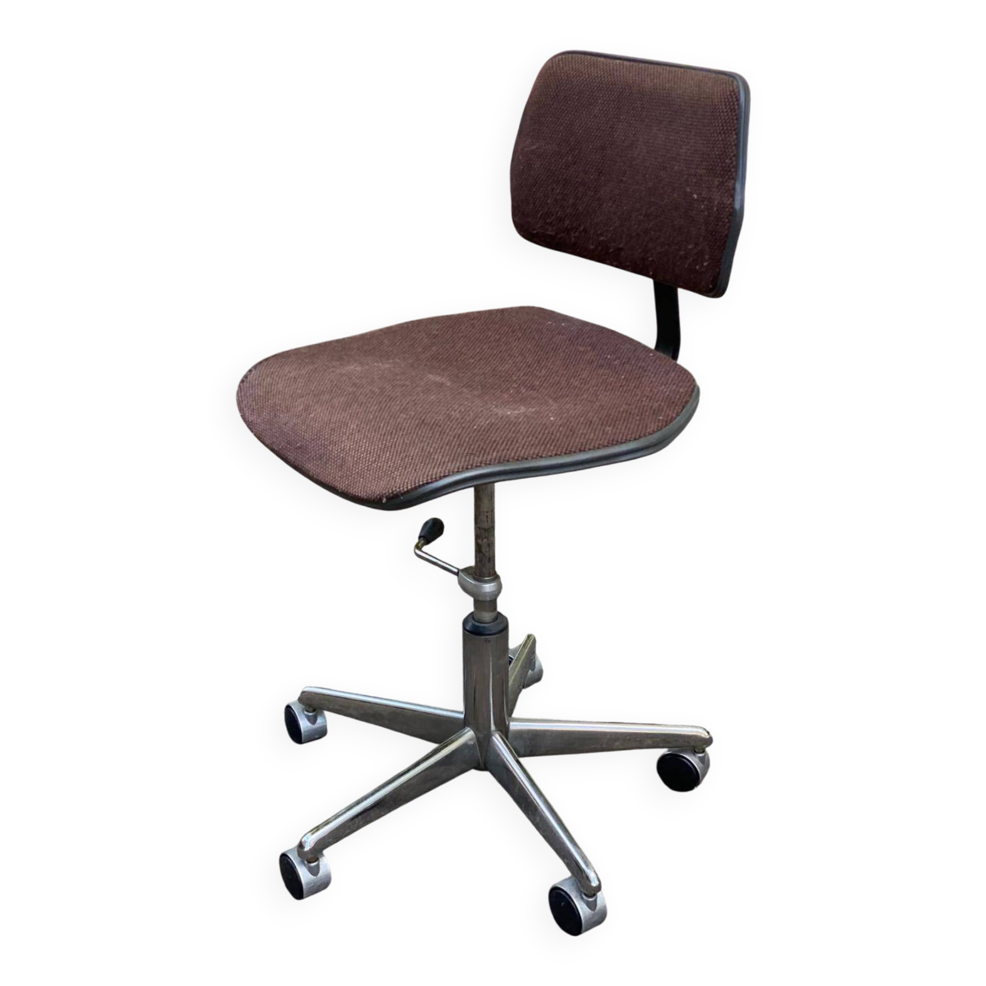 Chaise de bureau scandinave vintage pivotante 1980 daim marron
